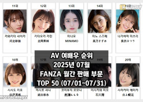 2025년 07월 AV 여배우 순위 TOP 50 - FANZA 월간 판매 부문