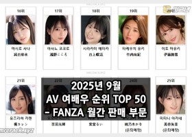 2025년 09월 AV 여배우 순위 TOP 50 - FANZA 월간 판매 부문