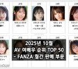 2025년 10월 AV 여배우 순위 TOP 50 - FANZA 월간 판매 부문